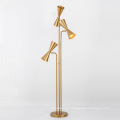 Factory supply 3 heads living hotel decorative copper floor lamp